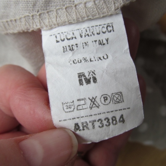 NWT Luca Vanucci 100% Linen Lagenlook Asymmetrical Hem Beige Dress Sz M - Picture 11 of 11